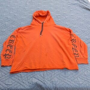 H&M Divided Orange Oversized Hoodie Gothic Sleeve Graphic Men's Large